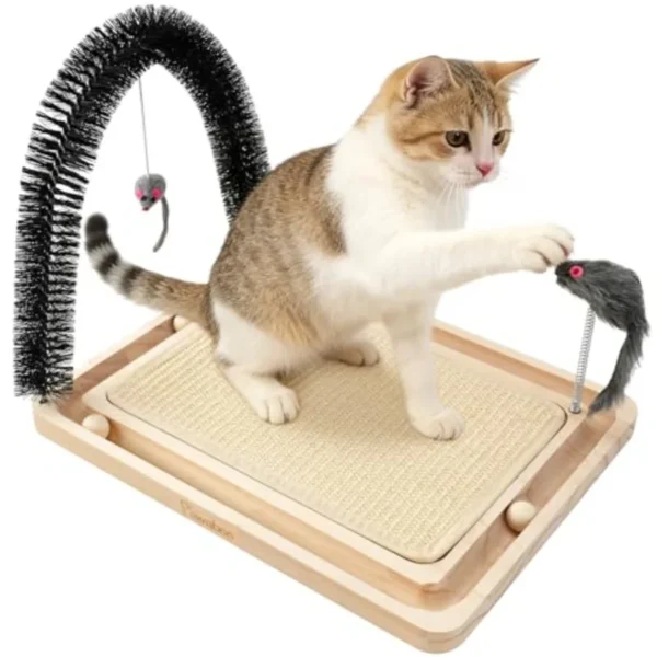 Cat Groomer, Scratch Pad with Wooden Ball Track